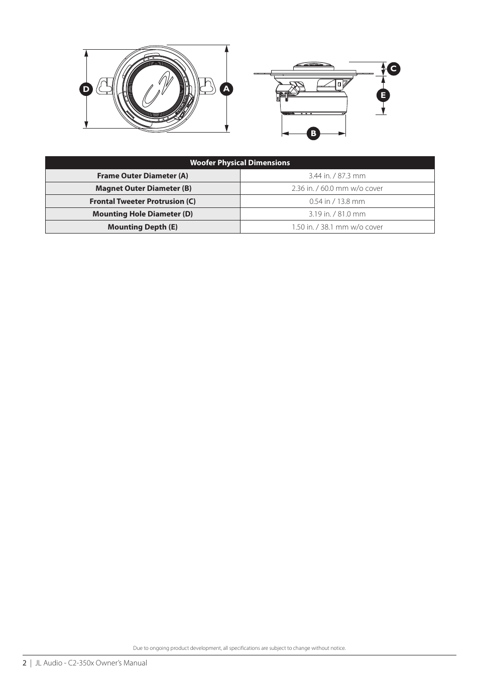 JL Audio C2-350x User Manual | Page 2 / 8