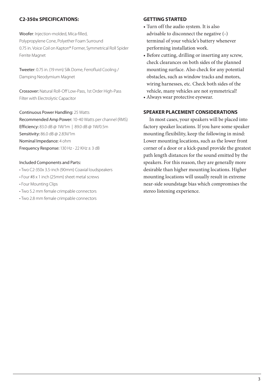 JL Audio C2-350x User Manual | Page 3 / 8