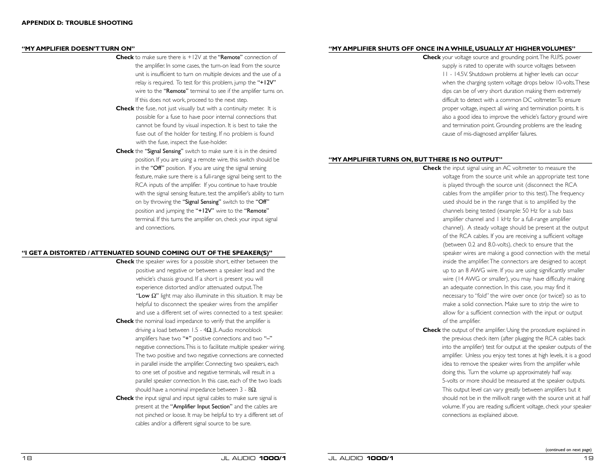 JL Audio 1000/1 User Manual | Page 10 / 13