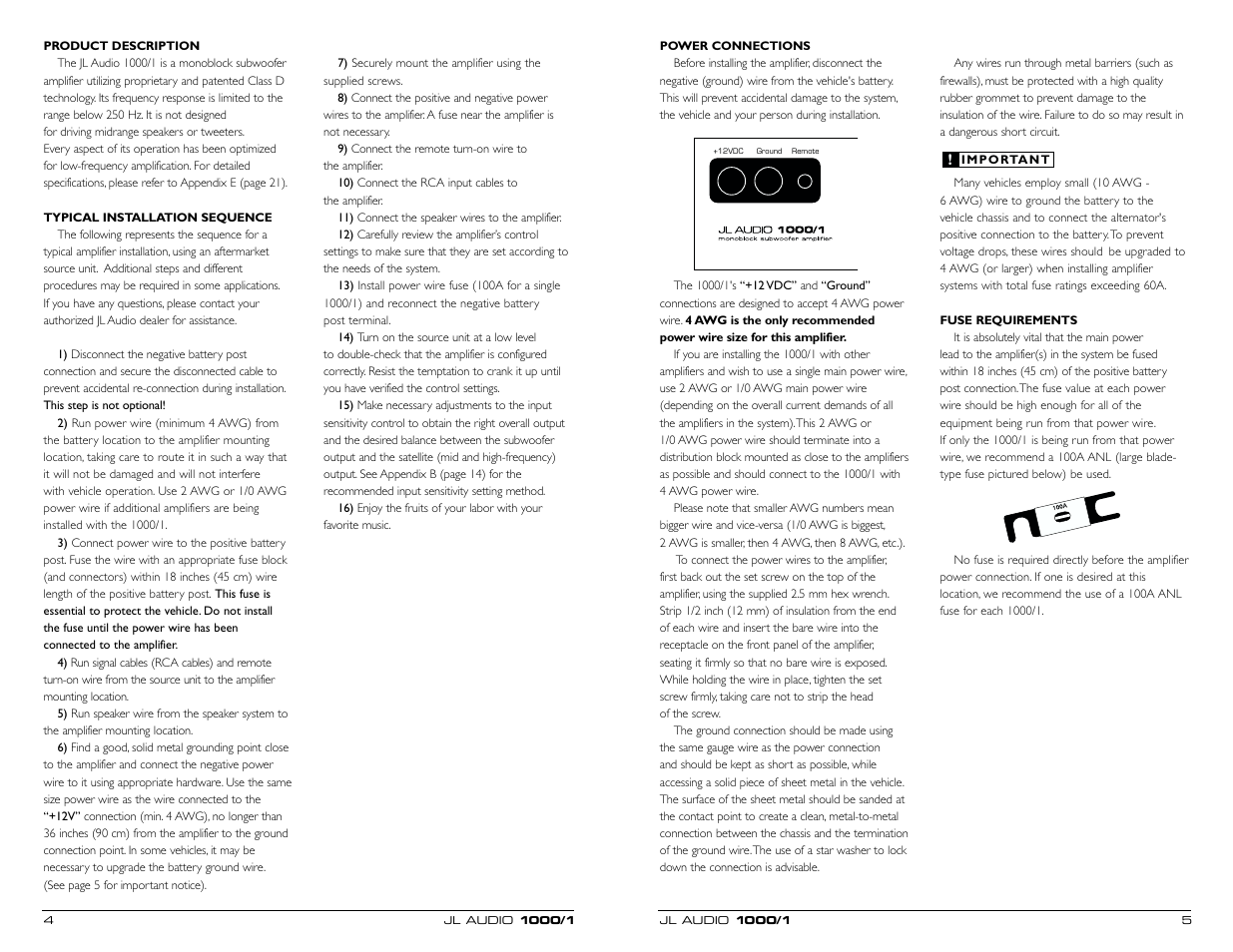 JL Audio 1000/1 User Manual | Page 3 / 13