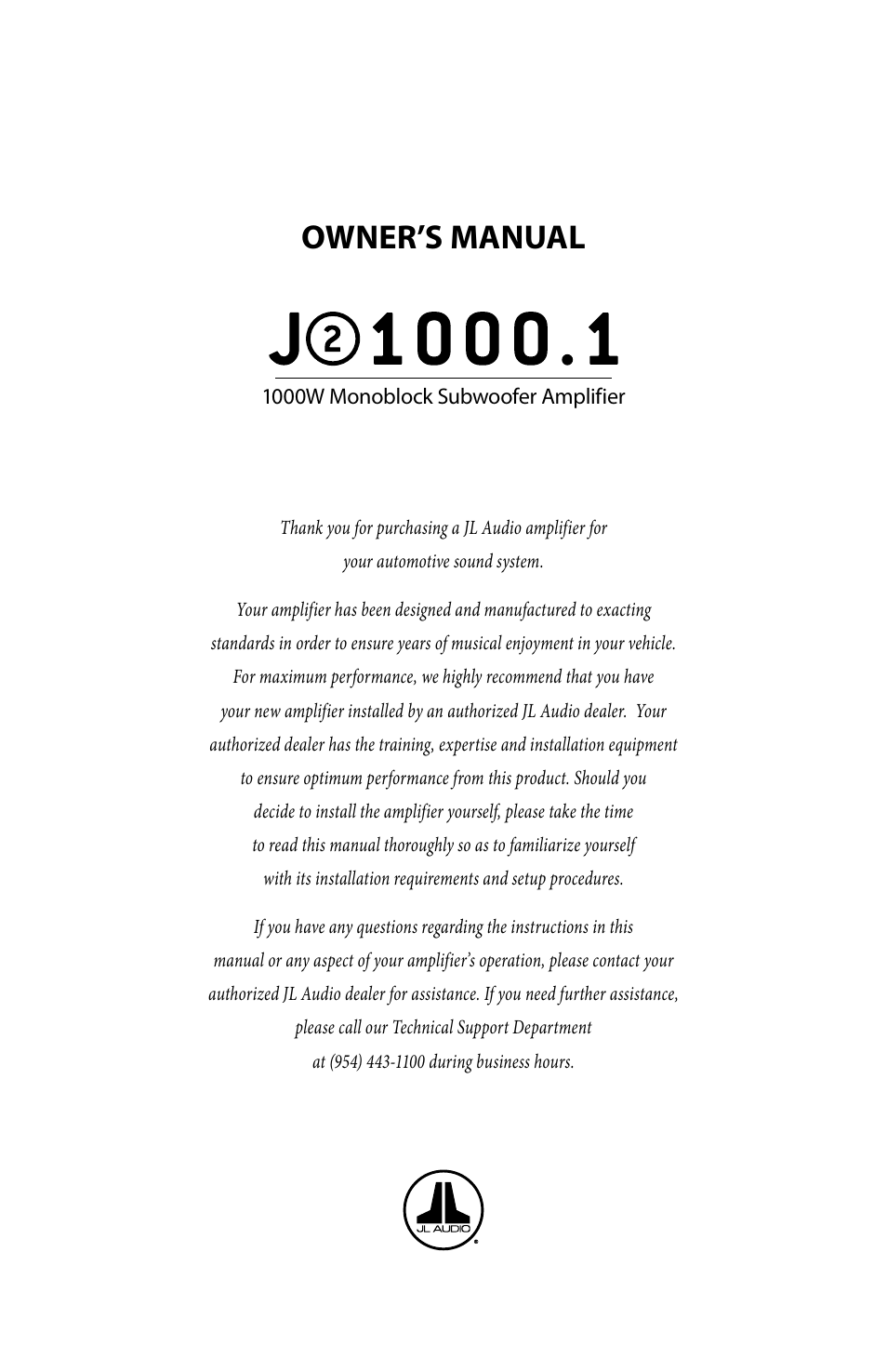 JL Audio J21000.1 User Manual | 11 pages