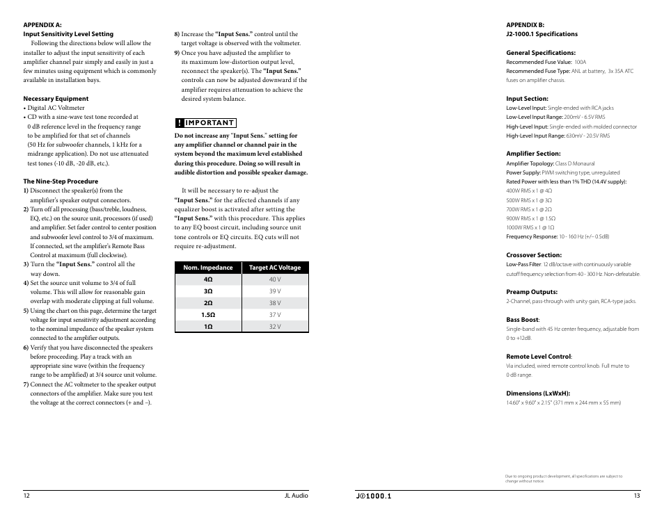 JL Audio J21000.1 User Manual | Page 7 / 11