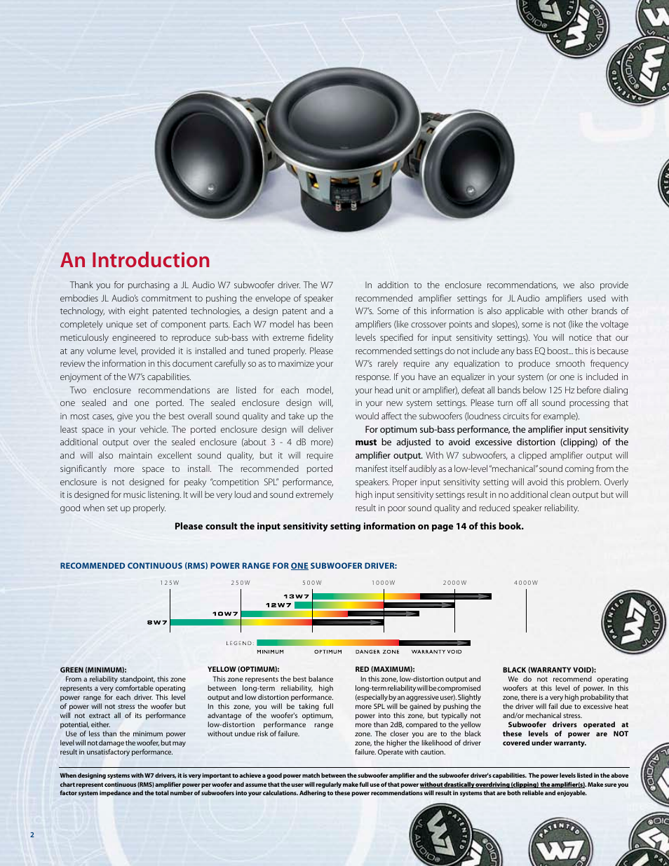 An introduction | JL Audio W7 User Manual | Page 2 / 16