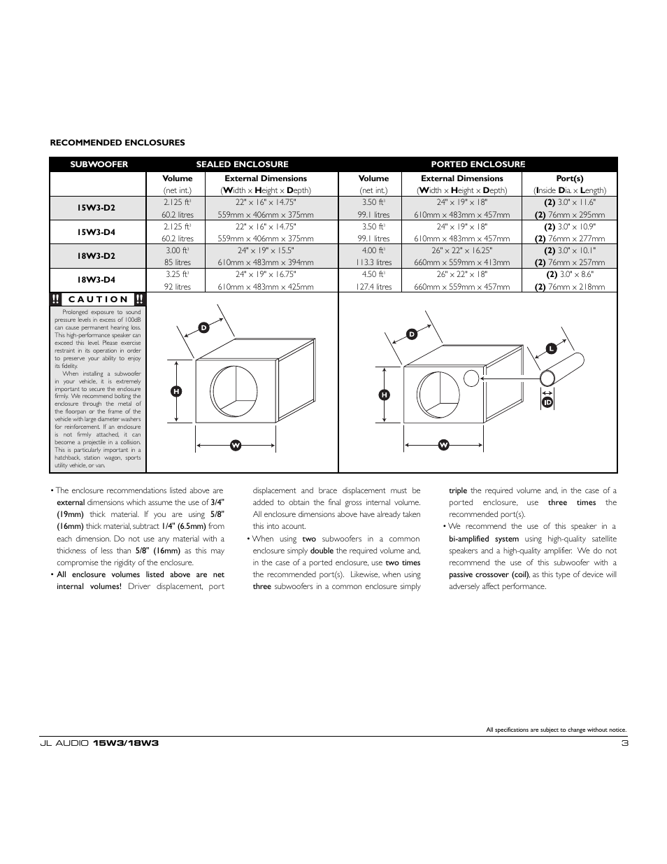 JL Audio 15W3 18W3 User Manual | Page 3 / 4