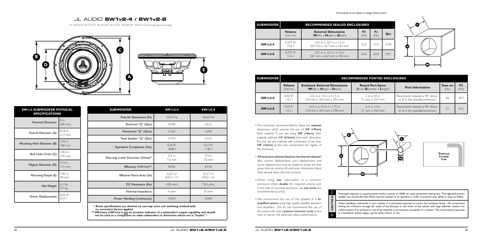 Ac d b e | JL Audio 8W1v2-4 User Manual | Page 2 / 3