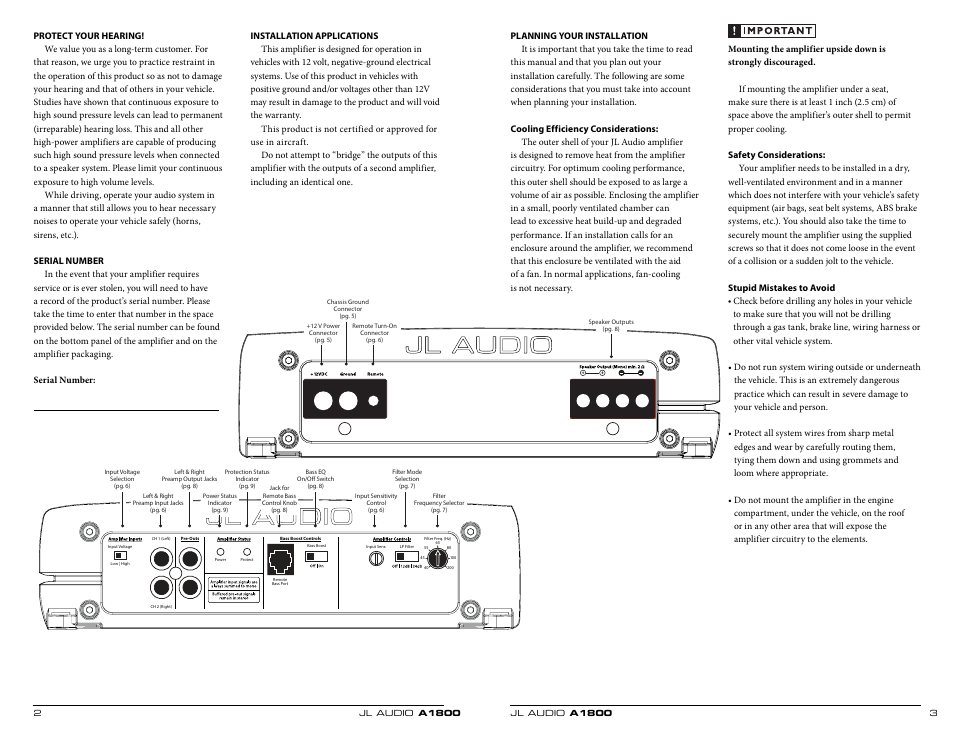 JL Audio A1800 User Manual | Page 2 / 11