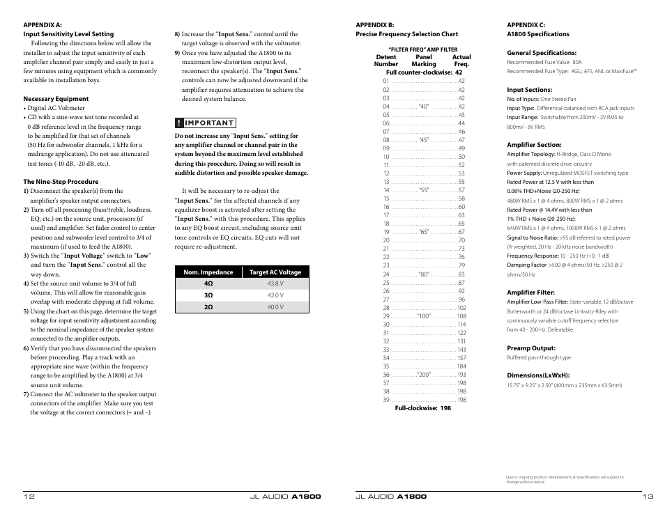 JL Audio A1800 User Manual | Page 7 / 11