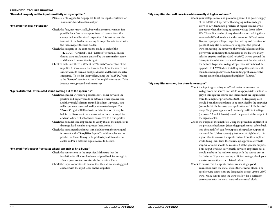 JL Audio A1800 User Manual | Page 8 / 11