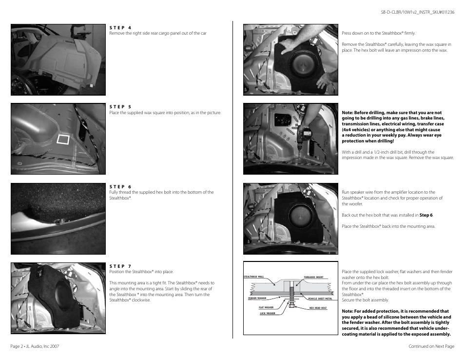 JL Audio Stealthbox SB-D-CLBR/10W1v2 User Manual | Page 2 / 3
