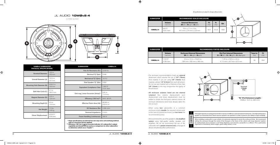 Ab e d c, Jl audio 10wøv2-4 | JL Audio 10W0v2-4 User Manual | Page 2 / 2