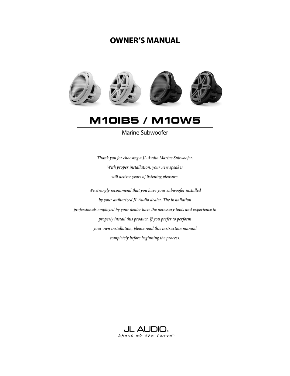 JL Audio M10W5 User Manual | 4 pages