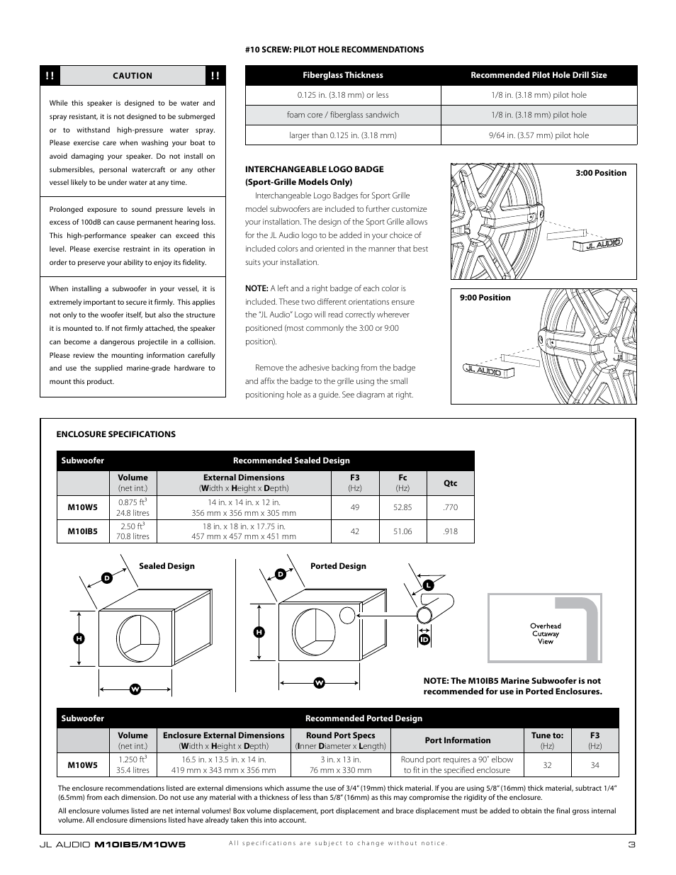 JL Audio M10W5 User Manual | Page 3 / 4