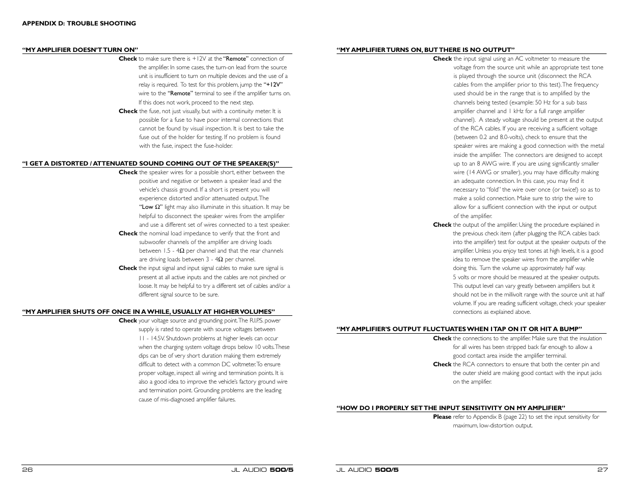 JL Audio 505 User Manual | Page 14 / 17