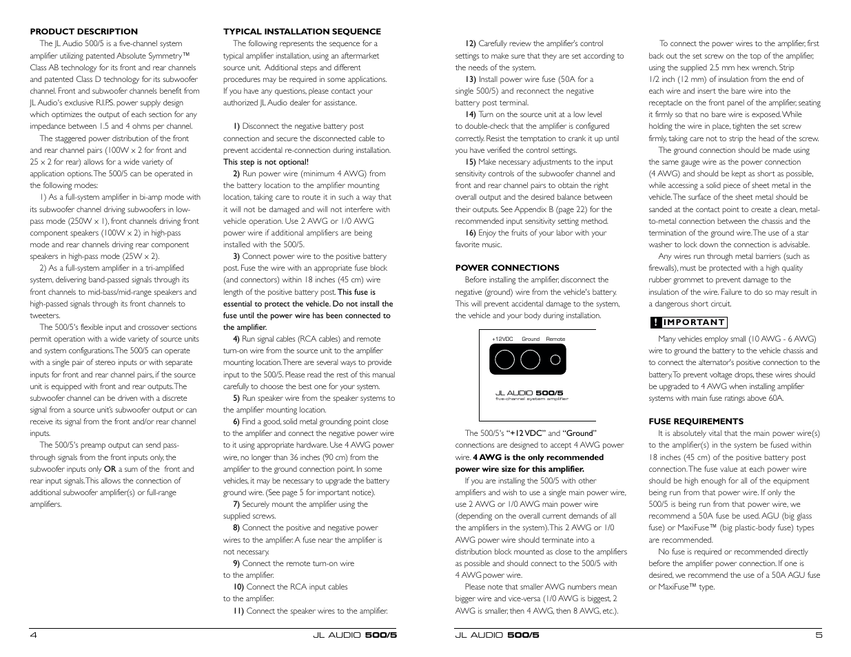 JL Audio 505 User Manual | Page 3 / 17