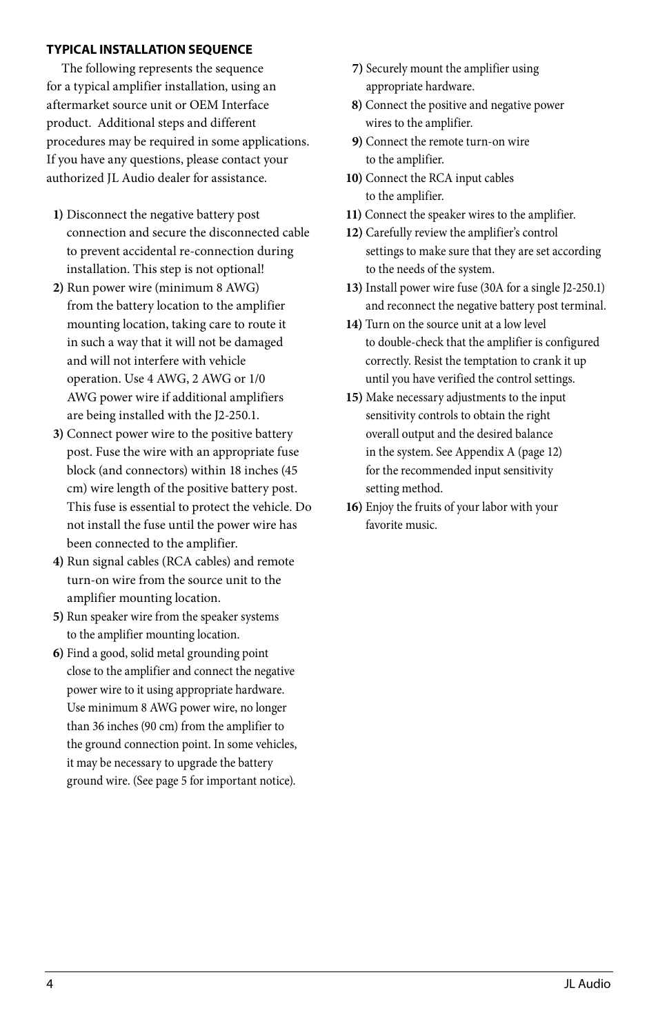 JL Audio J2250.1 User Manual | Page 4 / 20