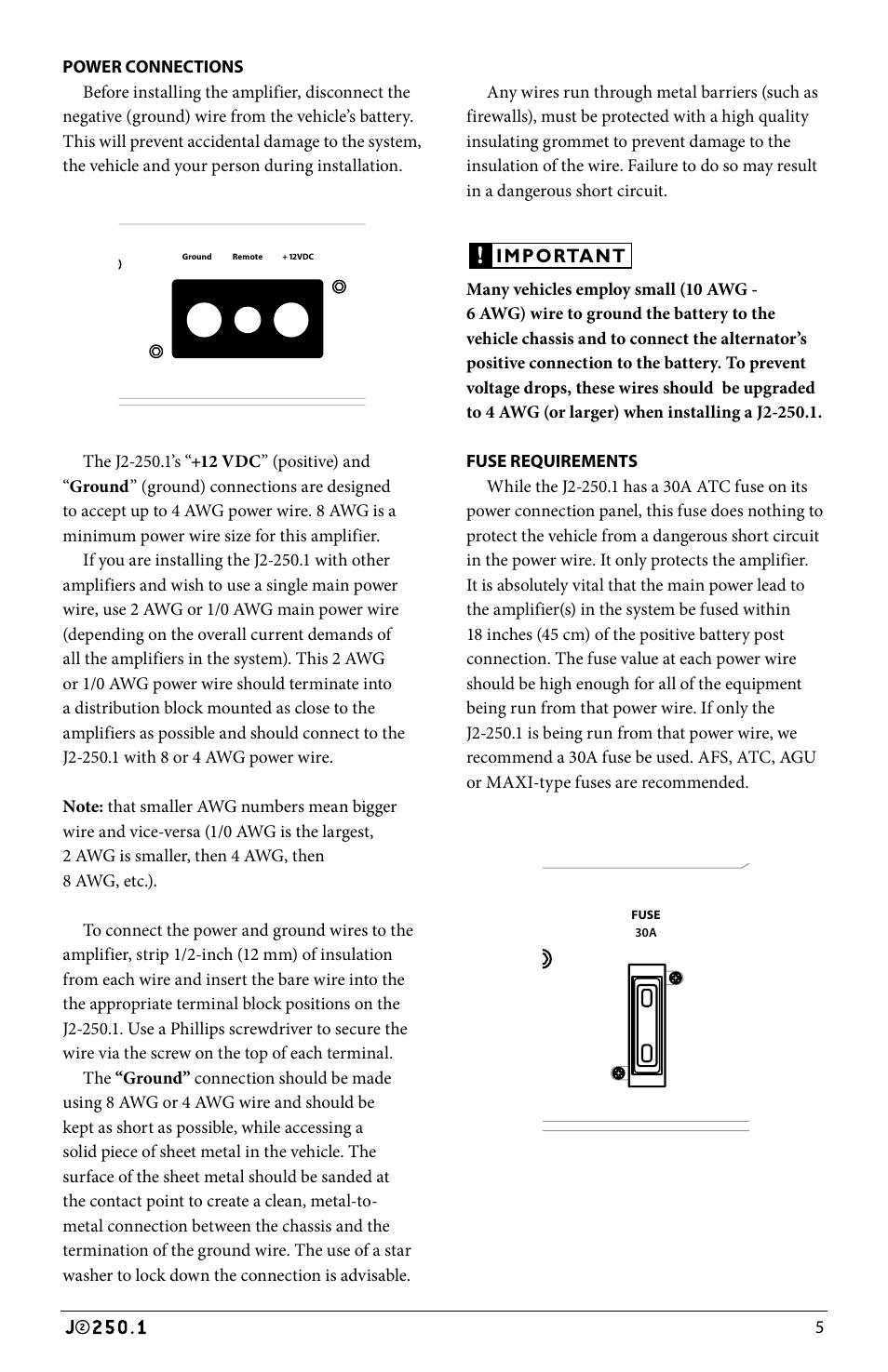 Important | JL Audio J2250.1 User Manual | Page 5 / 20