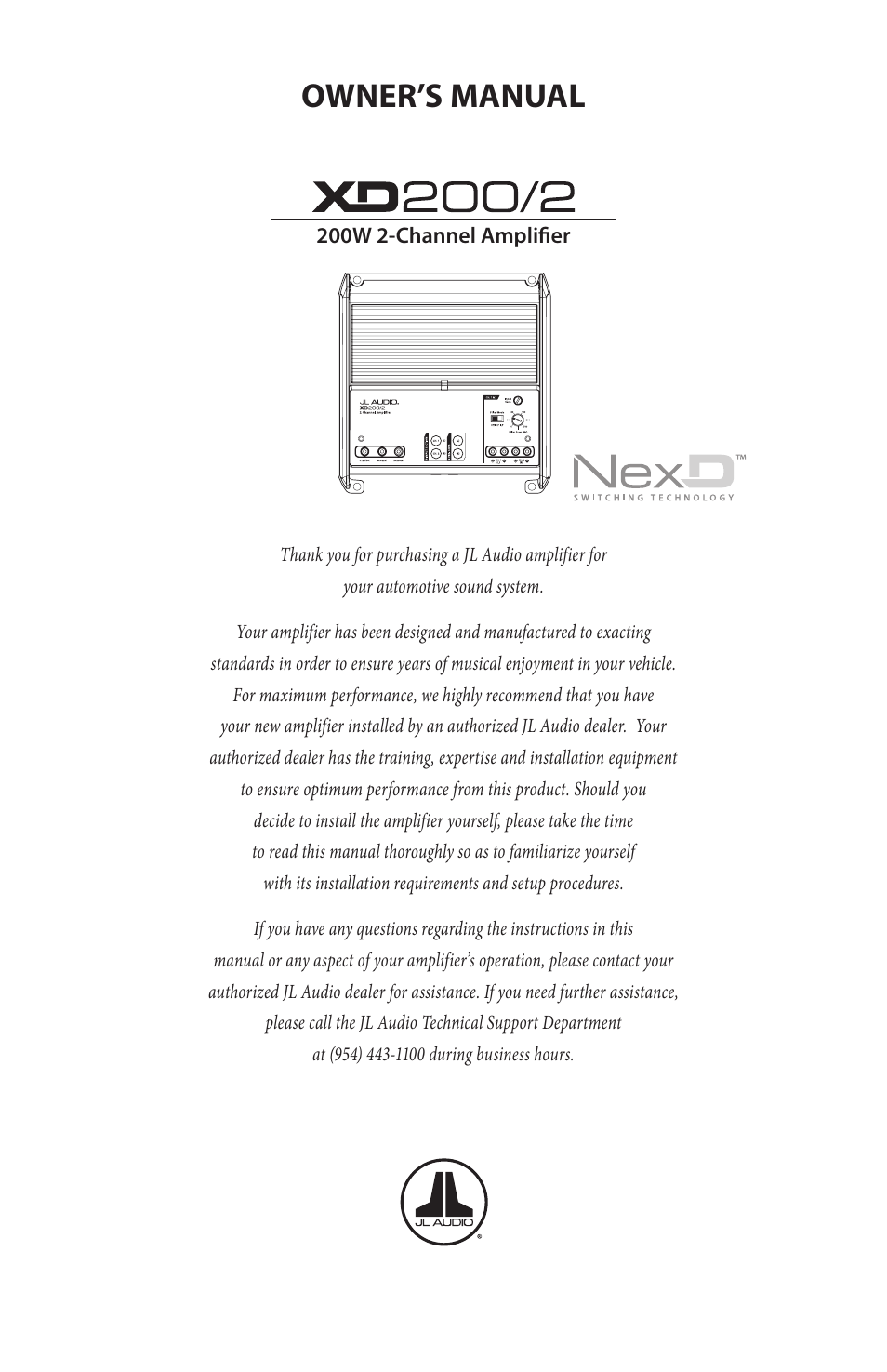 JL Audio XD200/2 User Manual | 20 pages