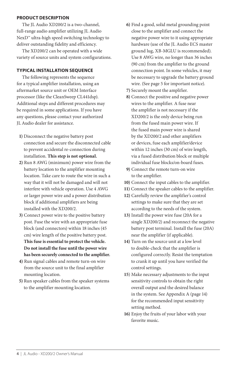 JL Audio XD200/2 User Manual | Page 4 / 20