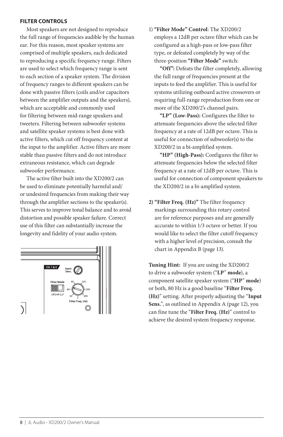 JL Audio XD200/2 User Manual | Page 8 / 20