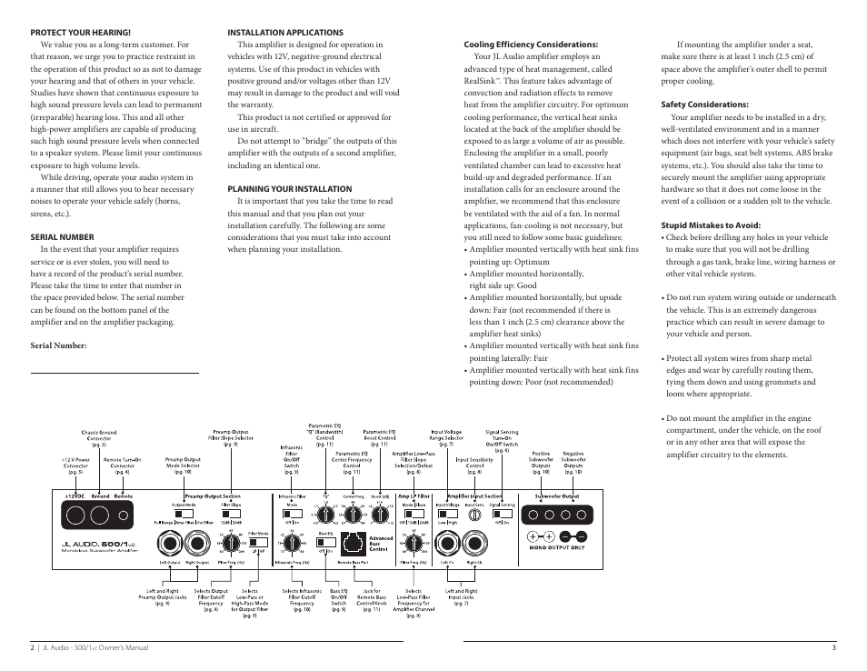 JL Audio 500/1v2 User Manual | Page 2 / 13