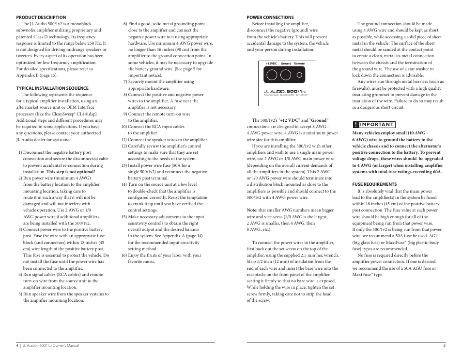 JL Audio 500/1v2 User Manual | Page 3 / 13