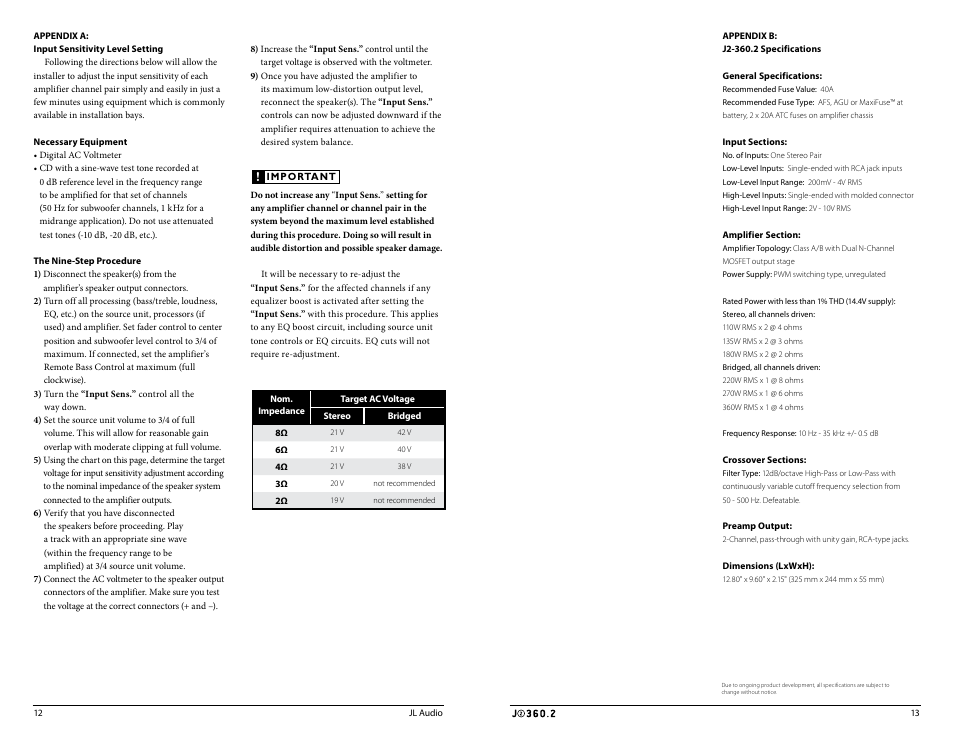 JL Audio J2360.2 User Manual | Page 7 / 11