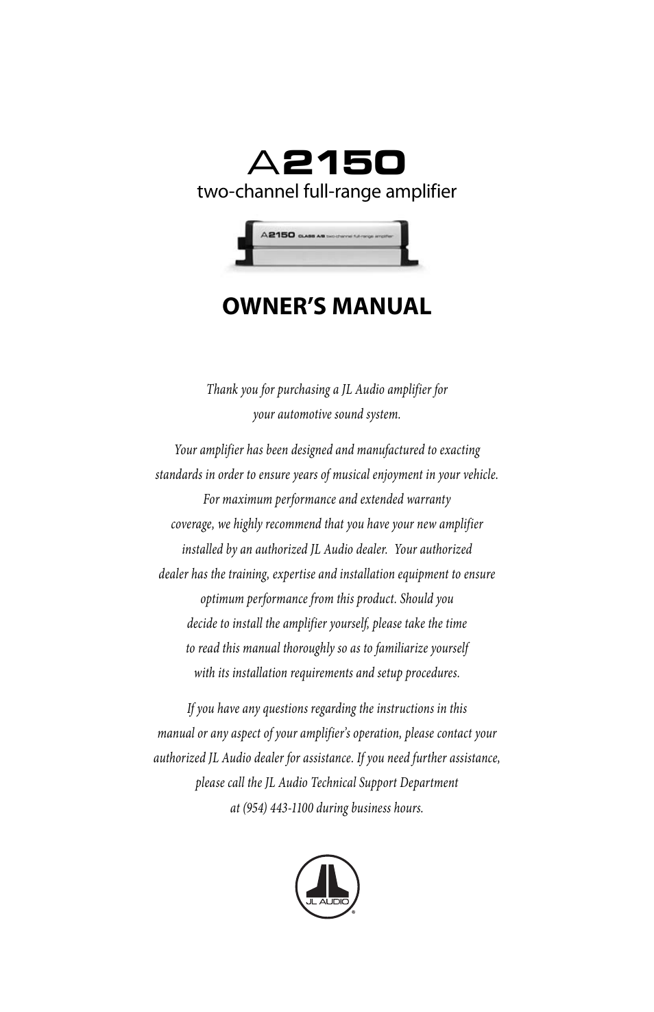 JL Audio A2150 User Manual | 11 pages