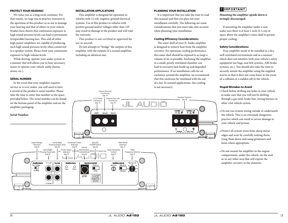 JL Audio A2150 User Manual | Page 2 / 11