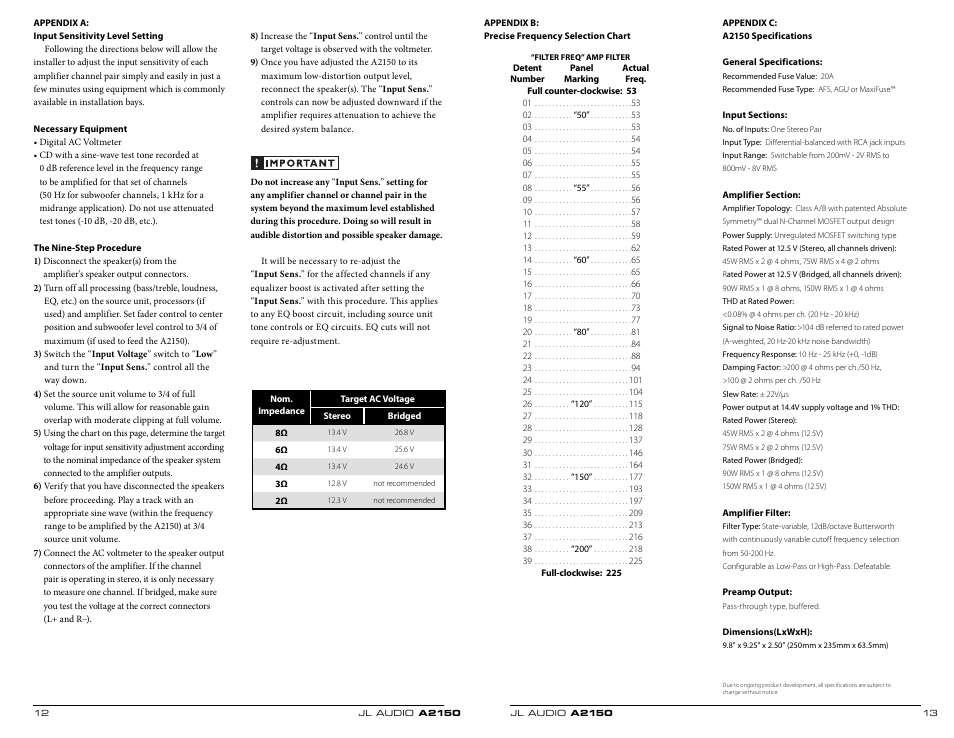 JL Audio A2150 User Manual | Page 7 / 11