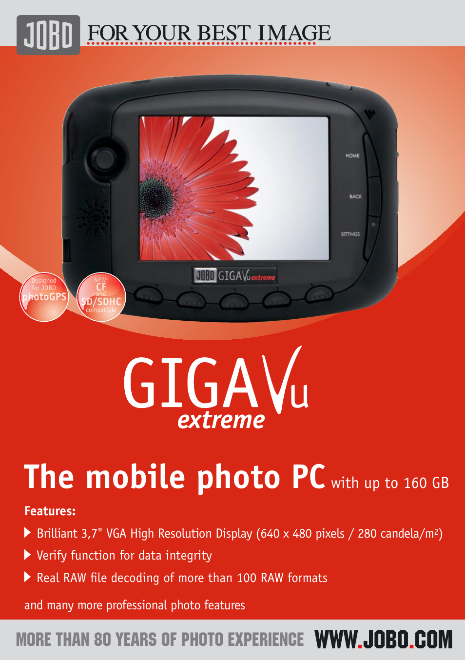 JOBO GIGA Vu extreme User Manual | 2 pages