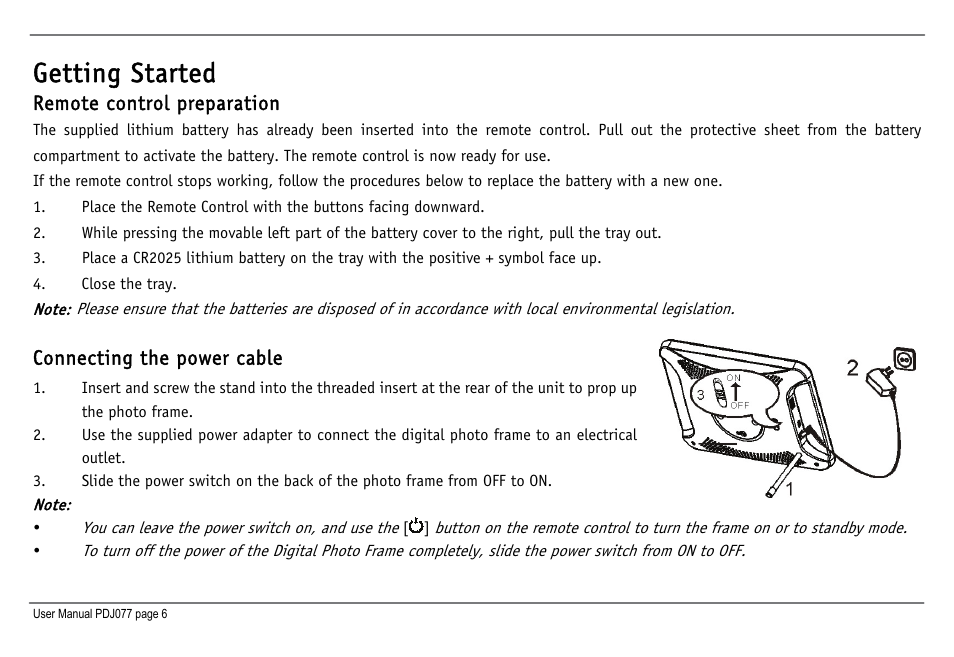 Getting started | JOBO Photo Display PDJ077 User Manual | Page 9 / 23