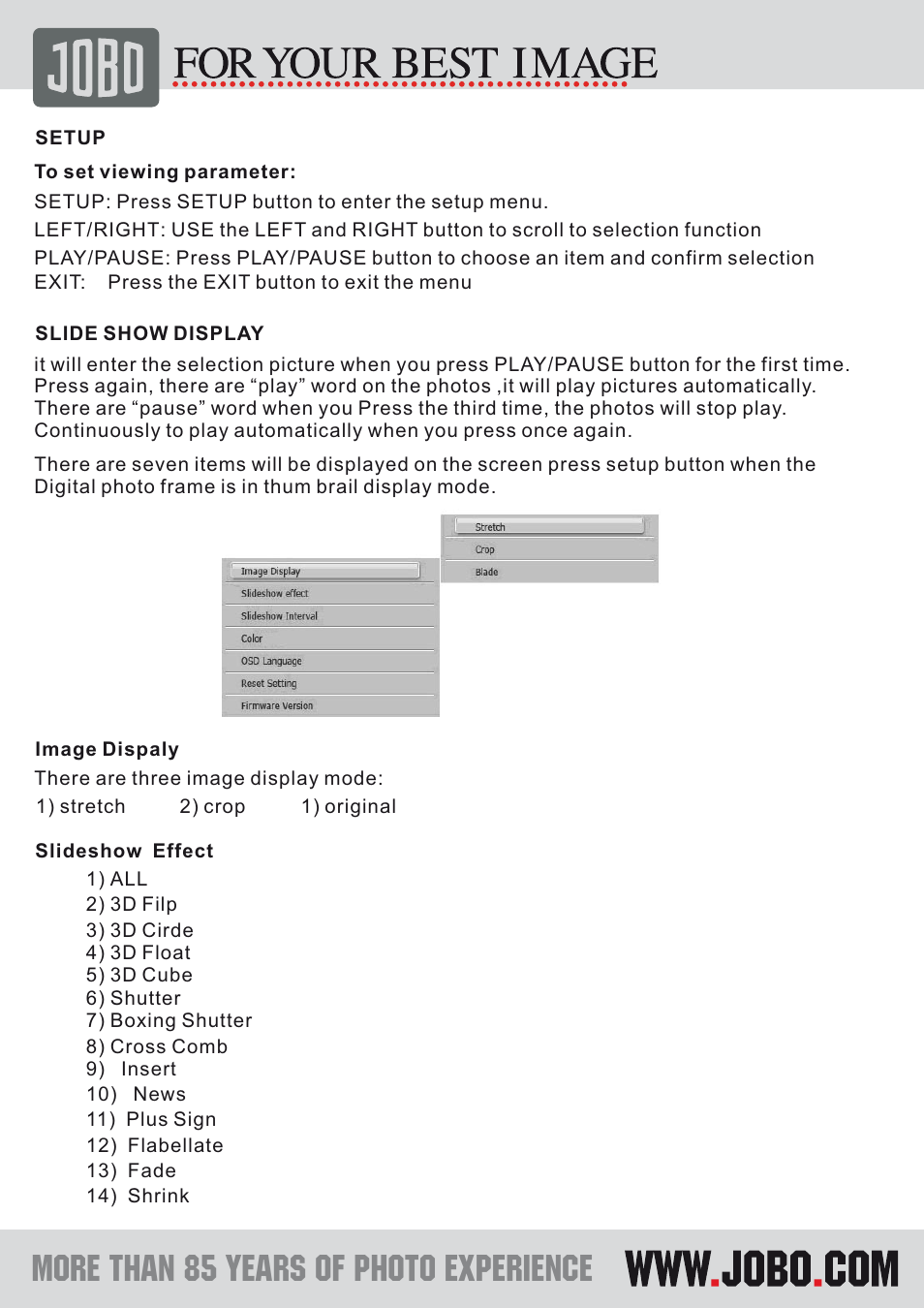 JOBO PDJL007 User Manual | Page 9 / 11