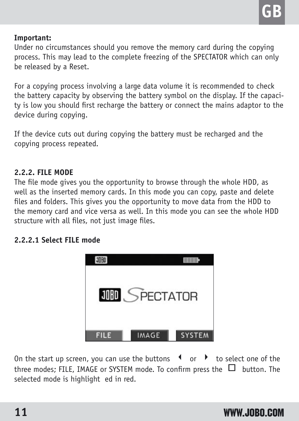JOBO Spectator GSP040 User Manual | Page 11 / 28