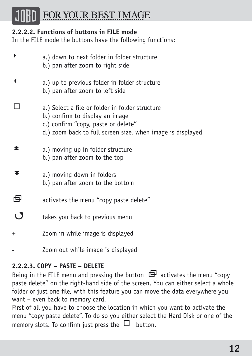 JOBO Spectator GSP040 User Manual | Page 12 / 28