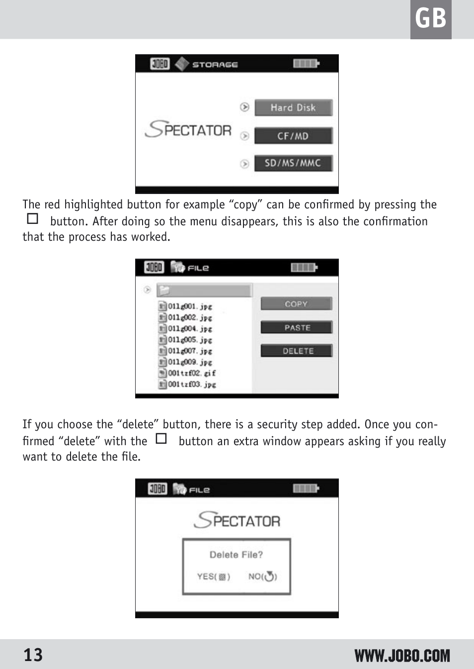 JOBO Spectator GSP040 User Manual | Page 13 / 28
