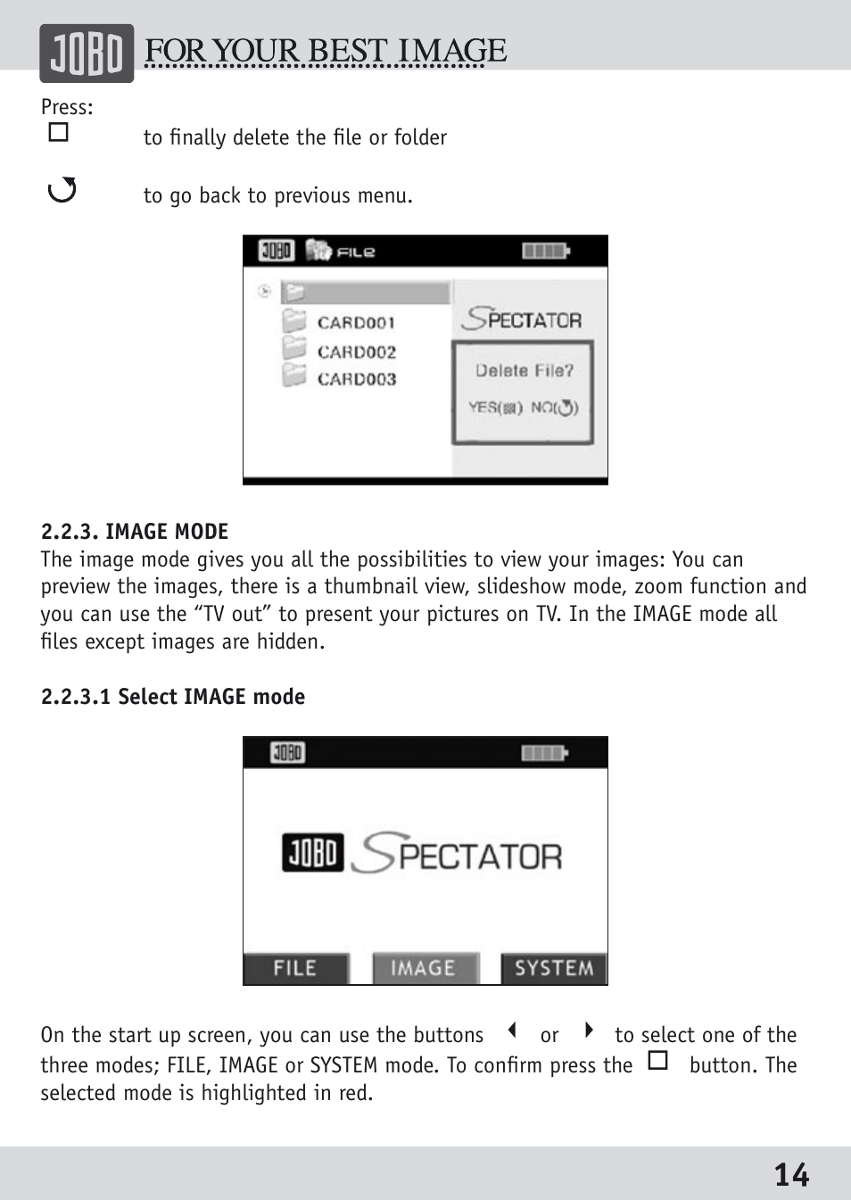 JOBO Spectator GSP040 User Manual | Page 14 / 28