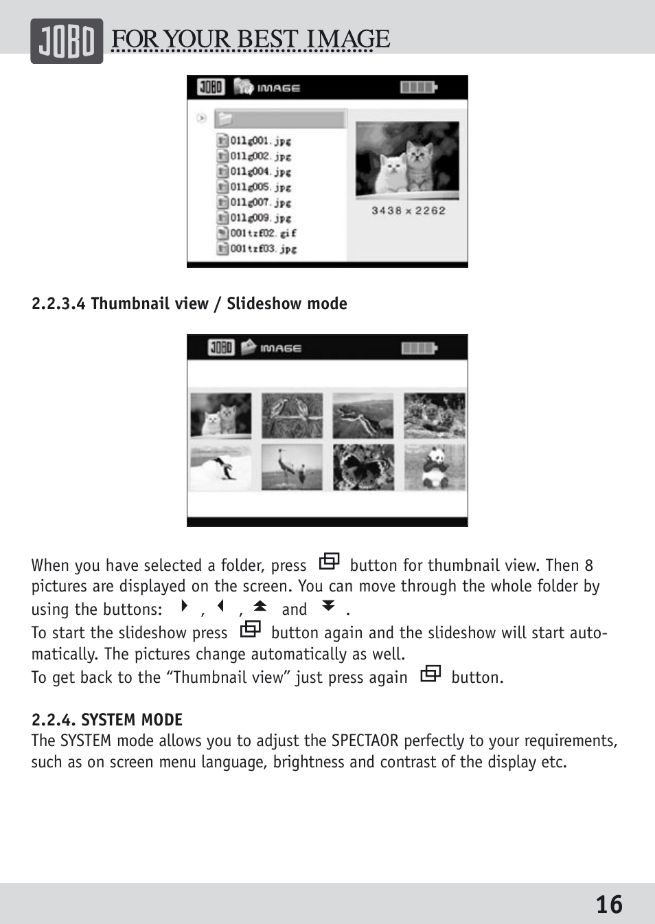 JOBO Spectator GSP040 User Manual | Page 16 / 28