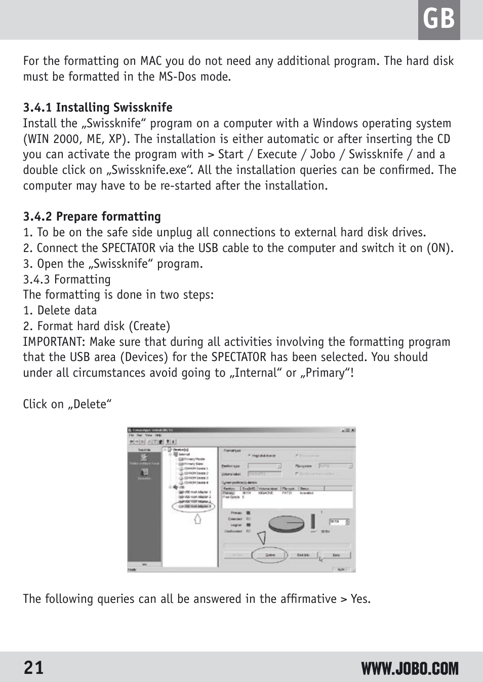 JOBO Spectator GSP040 User Manual | Page 21 / 28