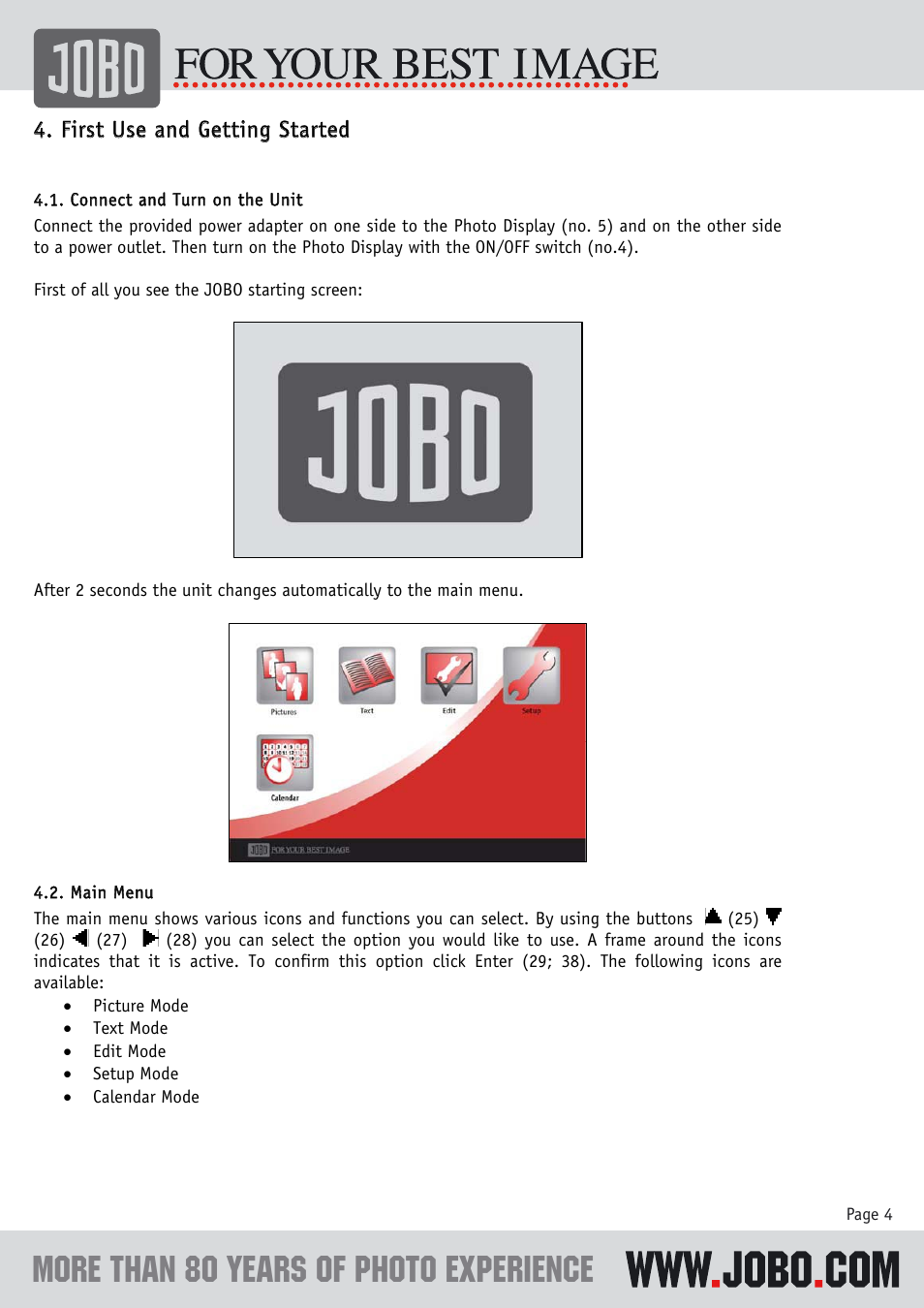 JOBO PDJ100 User Manual | Page 4 / 8