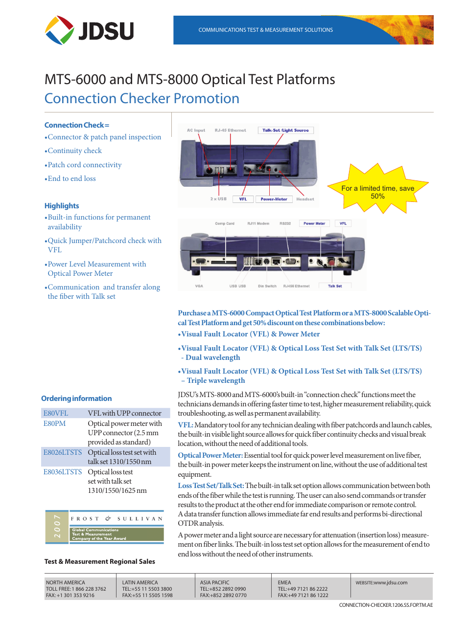 JDS Uniphase Portable Optical Tes Platforms MTS-6000 User Manual | 1 page