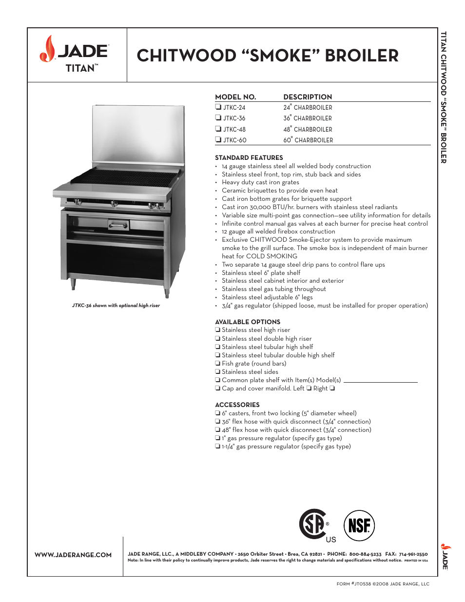 Jade Range TITAN JTKC-24 User Manual | 2 pages