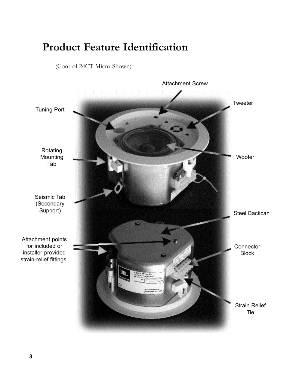 Product feature identification | JBL 24C/CT User Manual | Page 4 / 16