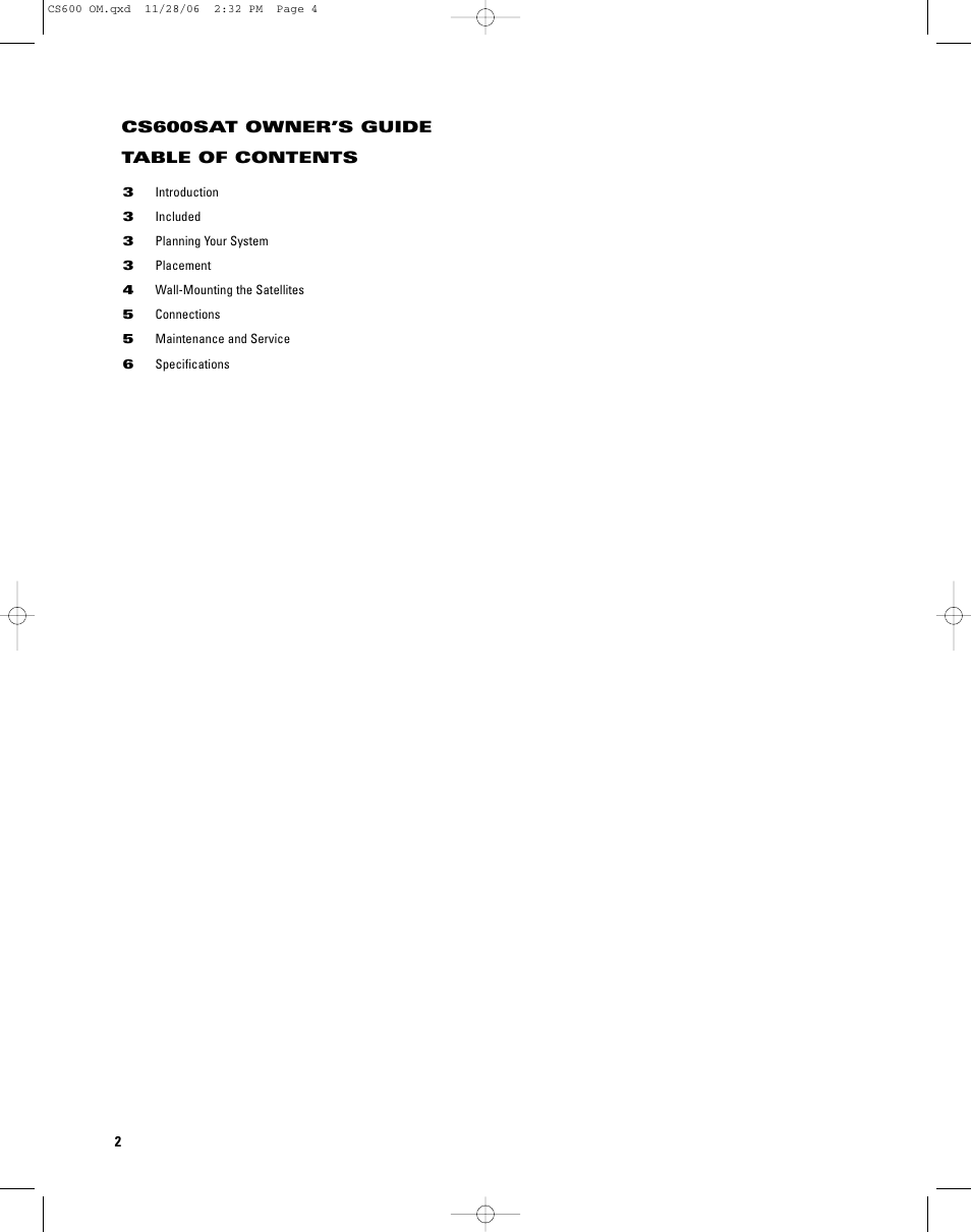 JBL CS600SAT User Manual | Page 2 / 8