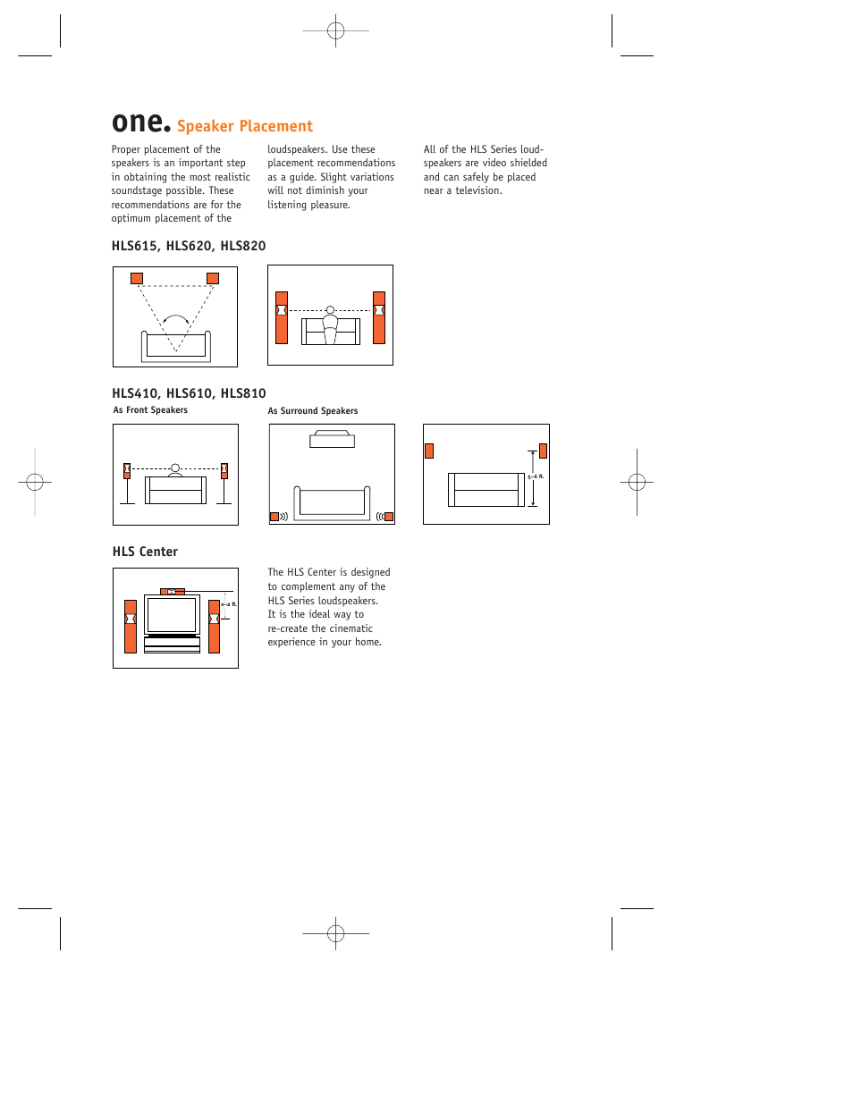 Speaker placement | JBL HLS810 User Manual | Page 2 / 6