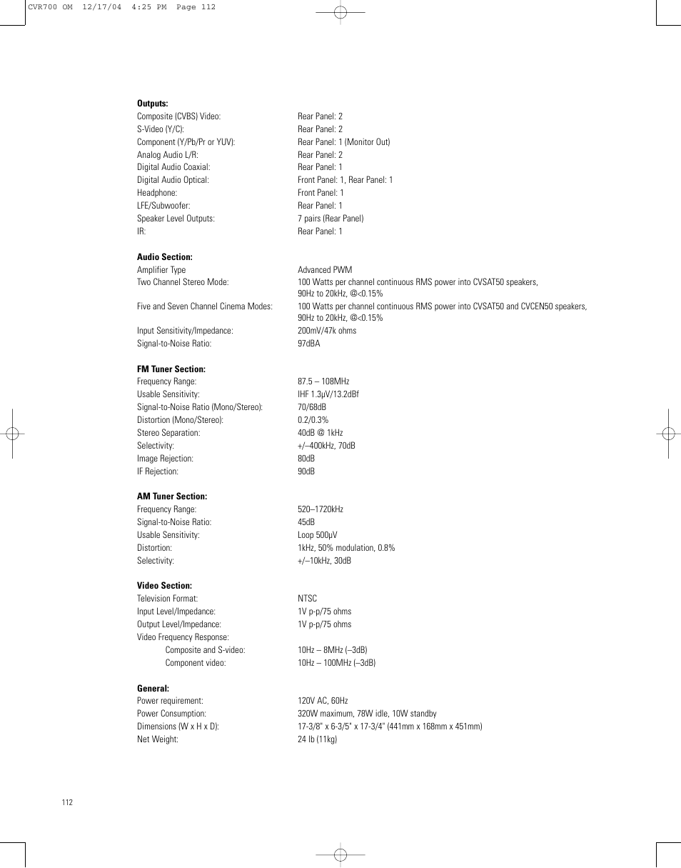 JBL CVPD50 User Manual | Page 112 / 116