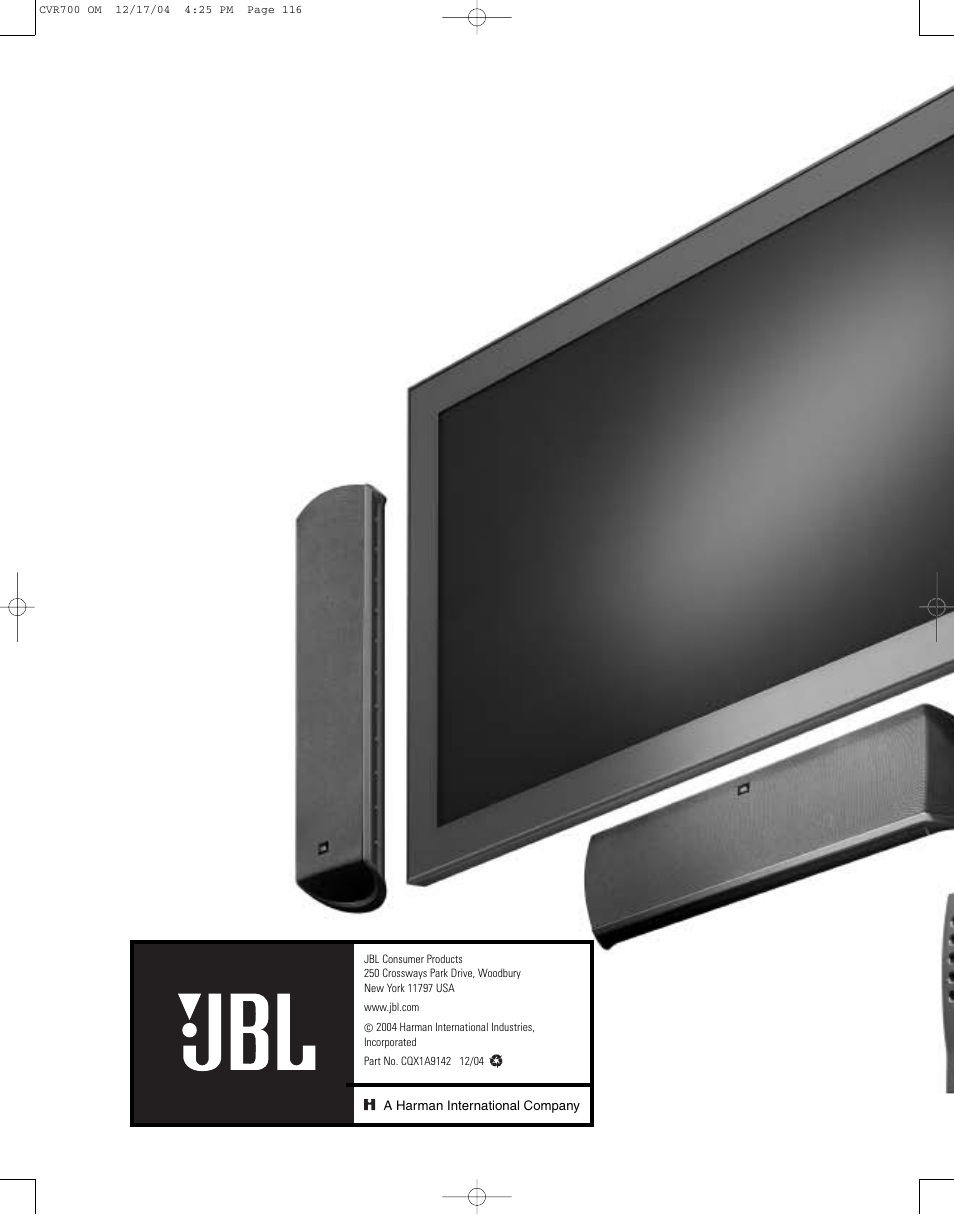 JBL CVPD50 User Manual | Page 116 / 116