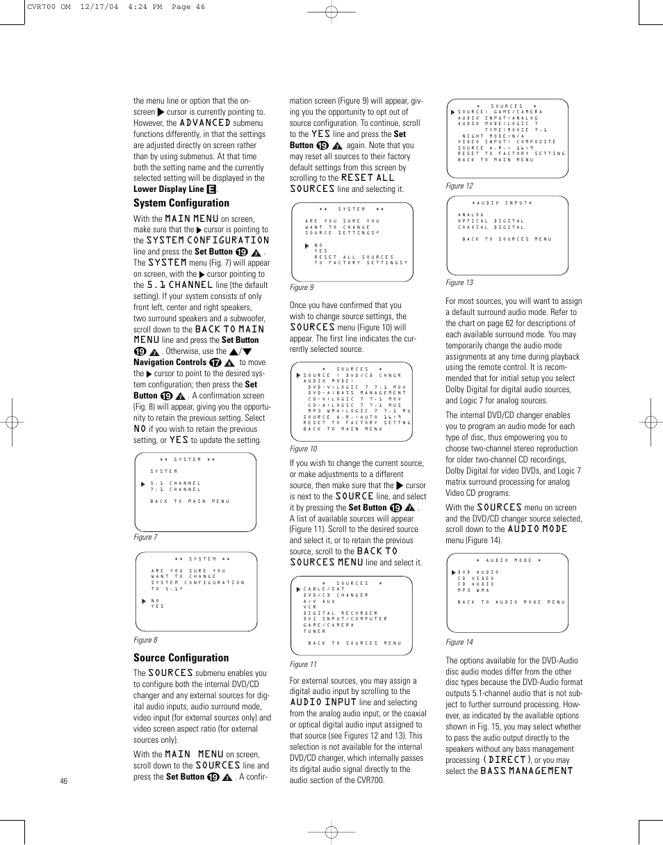 System configuration, Source configuration, With the main menu on screen, make sure that the | Navigation controls q to move the | JBL CVPD50 User Manual | Page 46 / 116