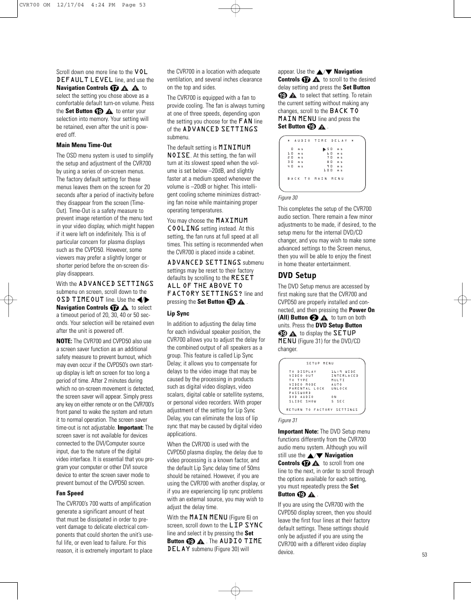 Dvd setup | JBL CVPD50 User Manual | Page 53 / 116