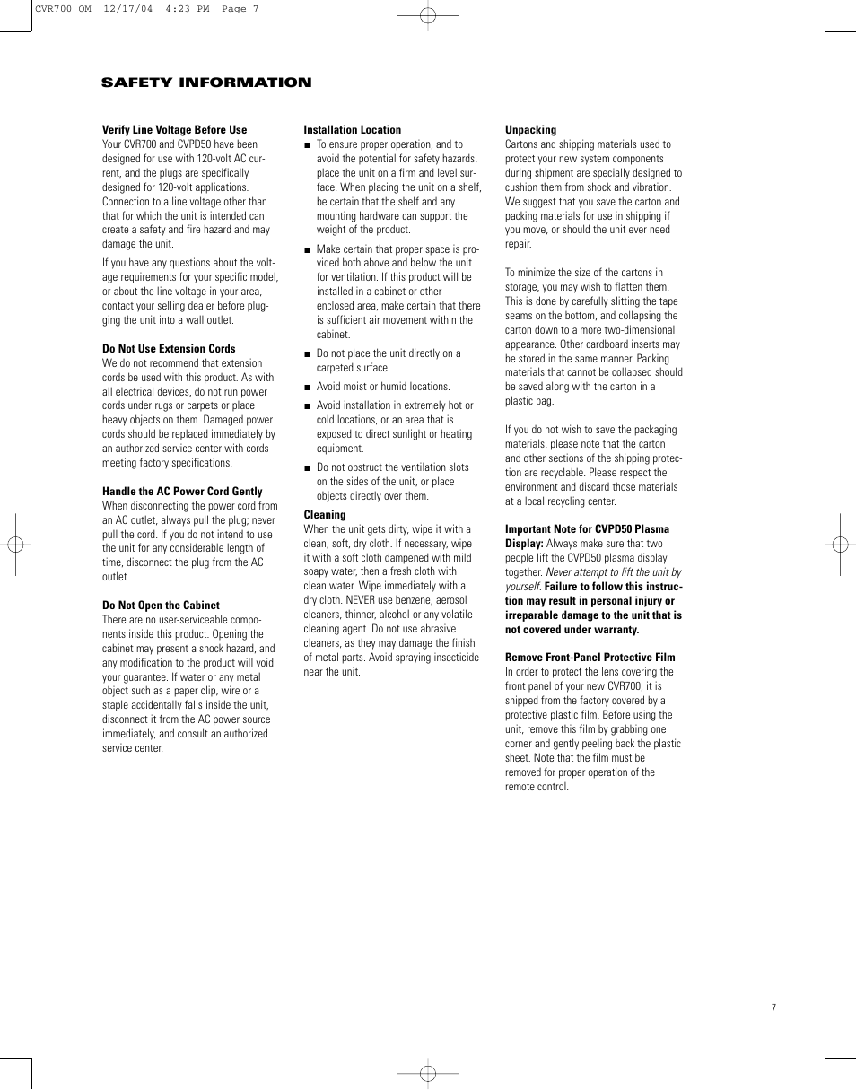 JBL CVPD50 User Manual | Page 7 / 116