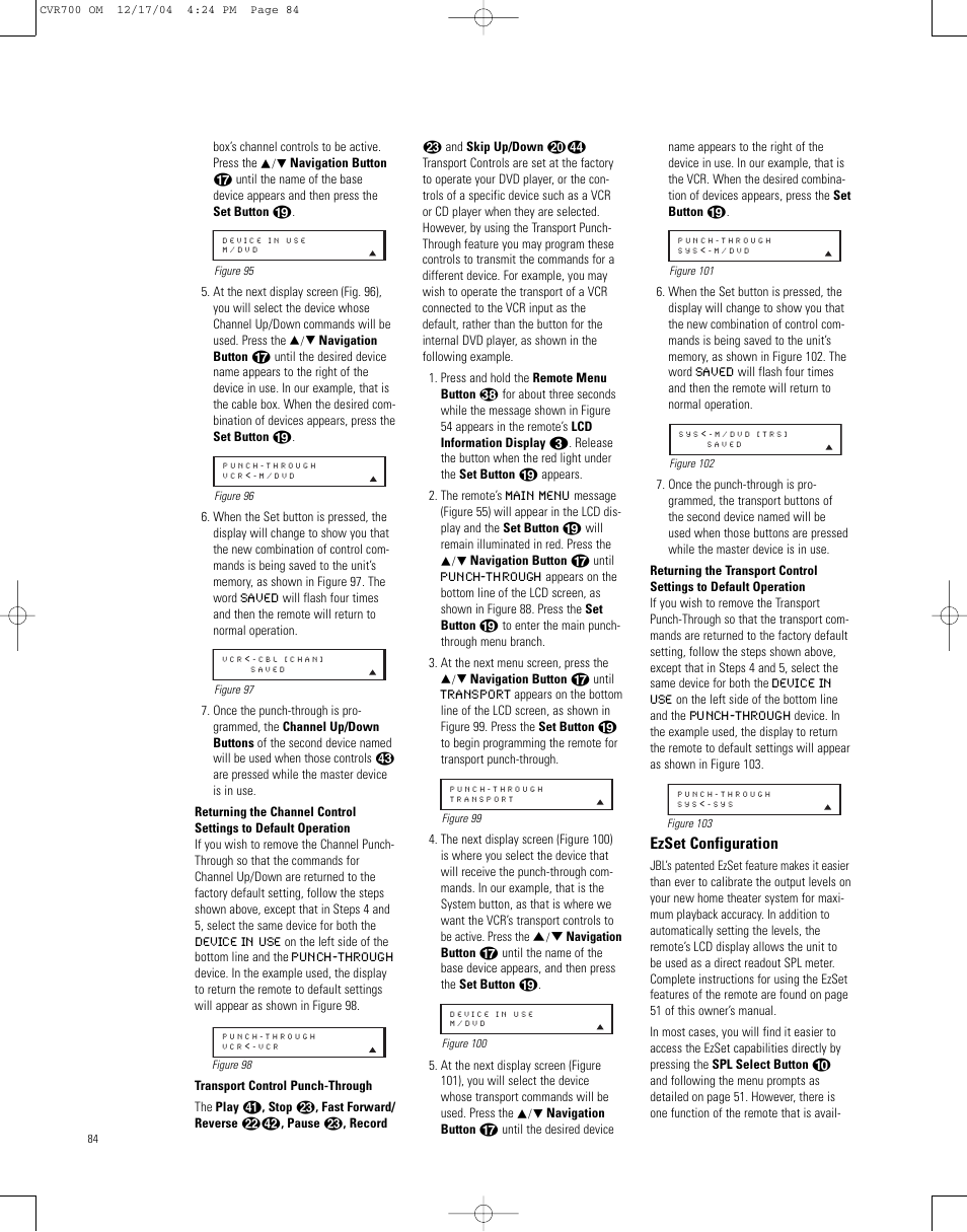 Ezset configuration | JBL CVPD50 User Manual | Page 84 / 116